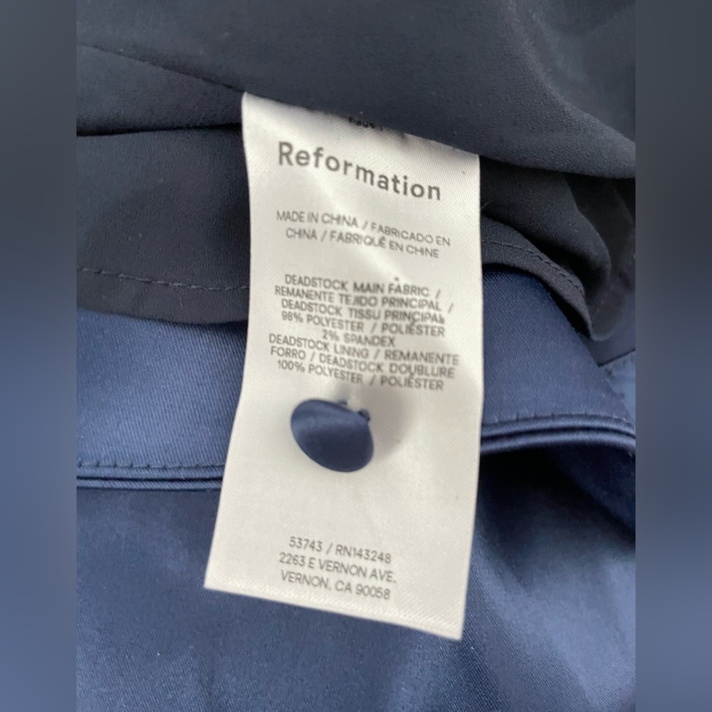NEW Reformation lilyann satin dress gown in navy - Picture 7 of 7